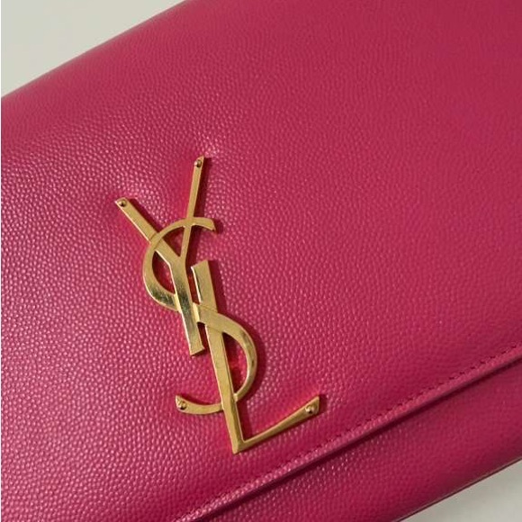 Saint Laurent Fuchsia Clutch with Gold Accents - Picture 3 of 5